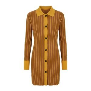Veiled New York Mustard Ribbed Knit Button Down Maxi Dress Modest Minimalist